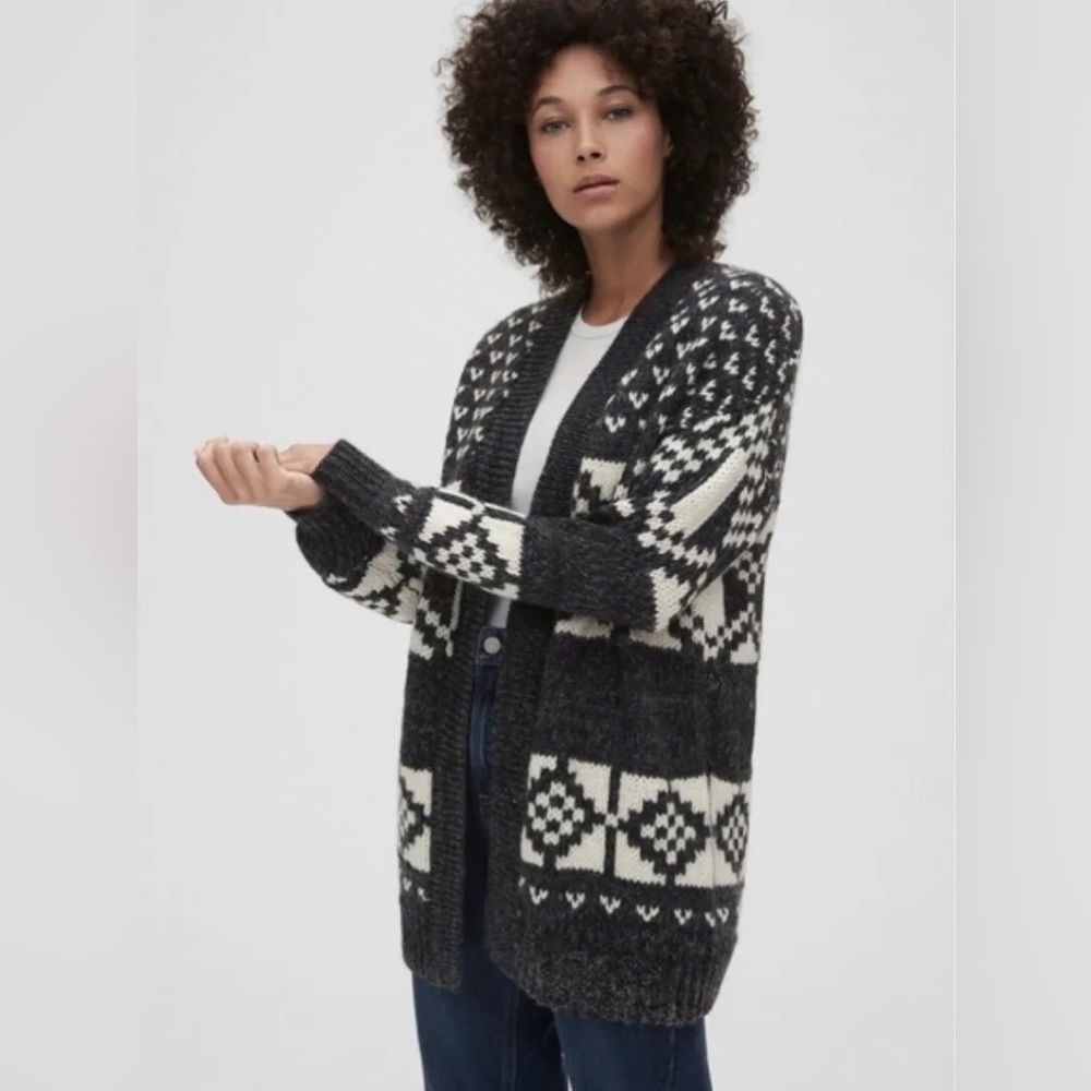 Gap Wool Blend Fair Isle Cardigan Sweater